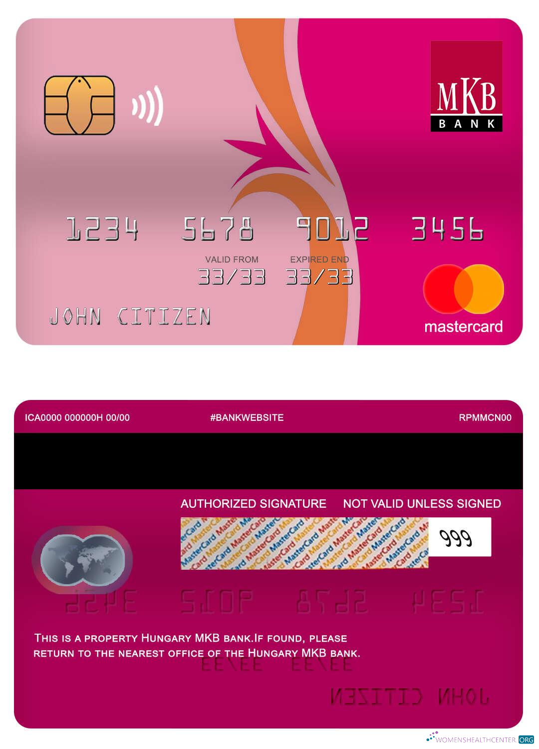 Download Hungary MKB bank mastercard Photoshop template